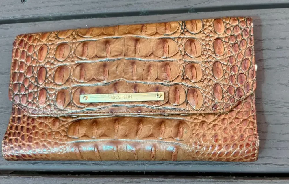 Brahmin Cordelia Pecan Melbourne Wallet With Brahmin Pen